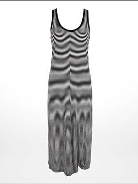 Joe Fresh‎ Striped Maxi Dress Black White Casual Coastal Minimalist Chic-Medium